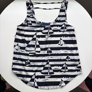 Modcloth/Sweet Claire Navy and White Striped Sailboat Tank Top!